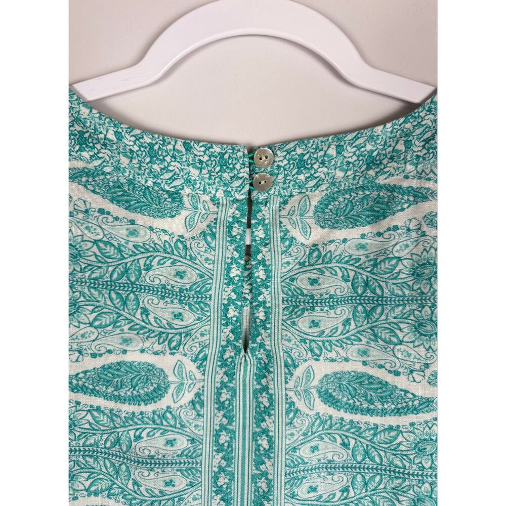 J. Jill Love Linen Aqua Paisley Dress Large Beachy Resortwear Boho Chic NWT - Picture 8 of 11